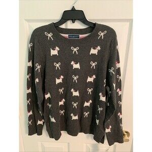 KAREN SCOTT Gray Scotty Dog Pink Collar Rhinestone Bow Size XL NWT